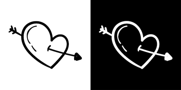 Arte de fondo de línea de flecha de amor dibujado a mano aislado