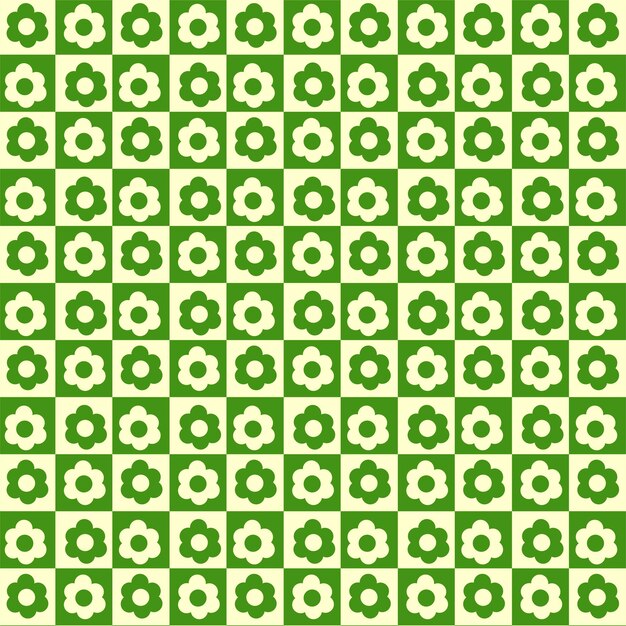 Arte de fondo de pantalla de flor a cuadros verde patrón de vector