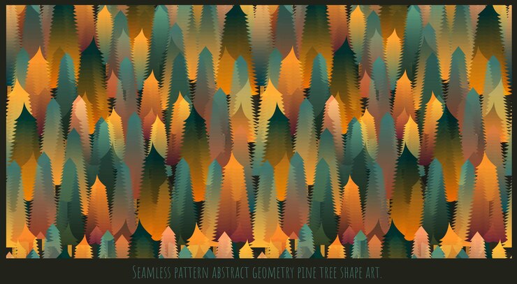 Vector arte de forma de árbol de pino de geometría abstracta de patrones sin fisuras