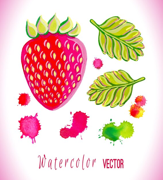 Arte de fresa acuarela
