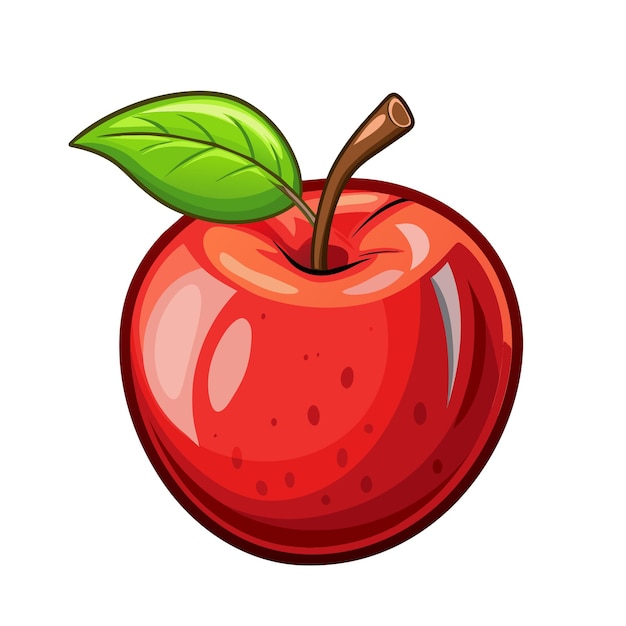 Arte de la fruta de la manzana roja dulce dibujado sobre un fondo blanco