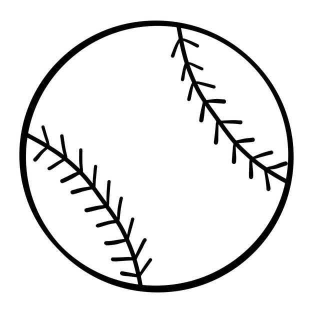 Arte de garabateo de pelota de béisbol dibujado a mano