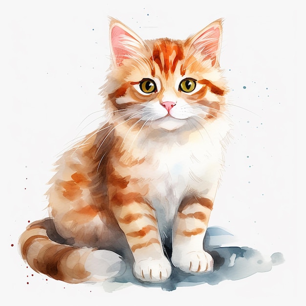 Vector arte de gatos de acuarela soñador con fondo blanco