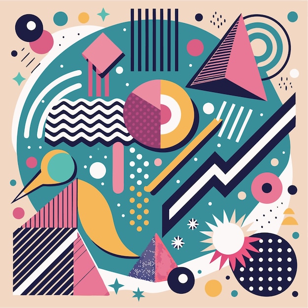 Arte geométrico abstracto colorido Diseño moderno con formas dinámicas