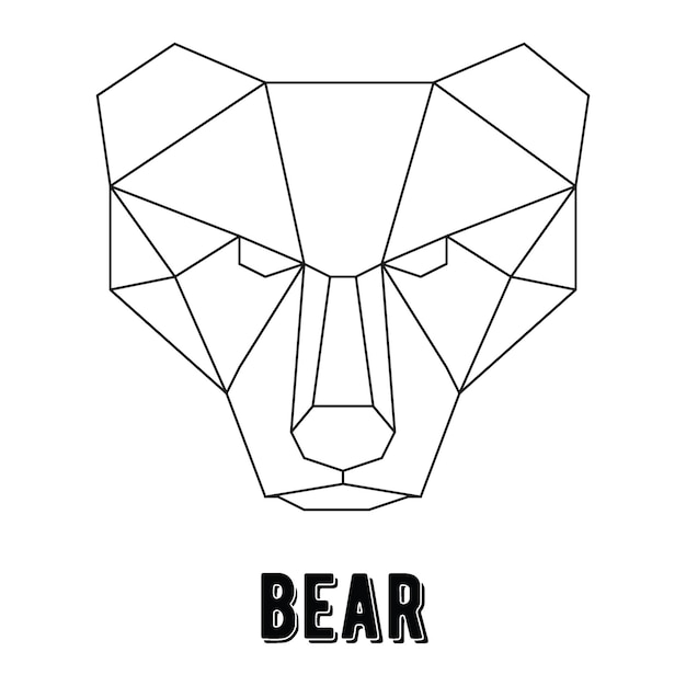 Arte geométrico del oso Cabeza de animal lineal poligonal Ilustración geométrica vectorial