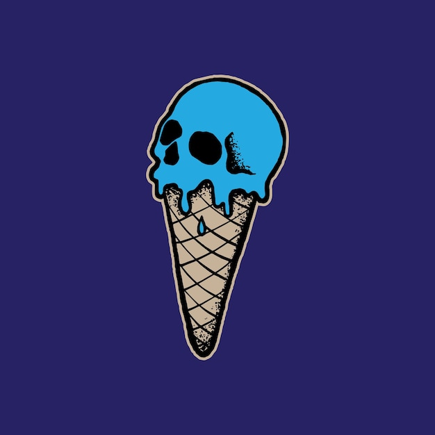 Arte de helado azul Ilustración estilo dibujado a mano para logotipo de pegatina de tatuaje, etc.