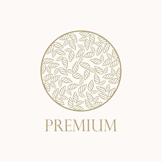Arte de hoja circular Logotipo vectorial abstracto, logotipo dorado, diseño de logotipo plano, logotipo vectorial premium