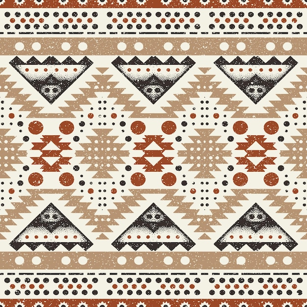 Arte ikat étnico abstracto patrón sin costuras en bordado popular tribal y estilo mexicano azteca