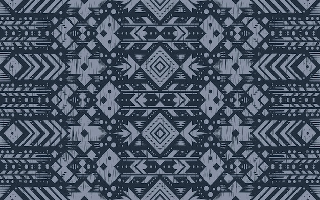 Arte ikat étnico abstracto patrón sin costuras en bordado popular tribal y estilo mexicano azteca