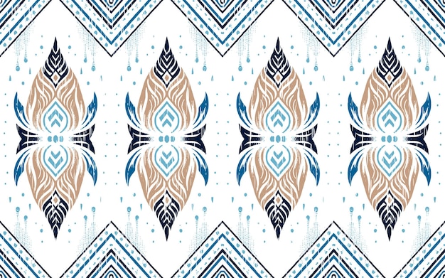 Arte ikat étnico abstracto patrón sin costuras en bordado popular tribal y estilo mexicano azteca