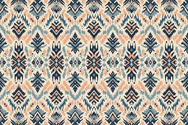 Arte ikat étnico abstracto patrón sin costuras en bordado popular tribal y estilo mexicano azteca