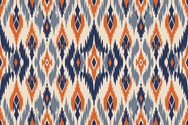 Arte ikat étnico abstracto patrón sin costuras en bordado popular tribal y estilo mexicano azteca