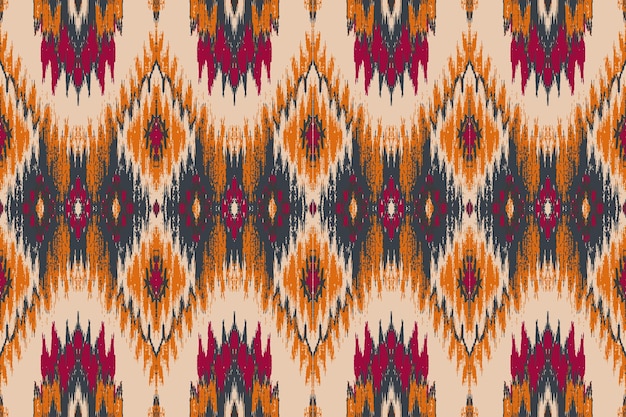 Arte ikat étnico abstracto patrón sin costuras en bordado popular tribal y estilo mexicano geom azteca