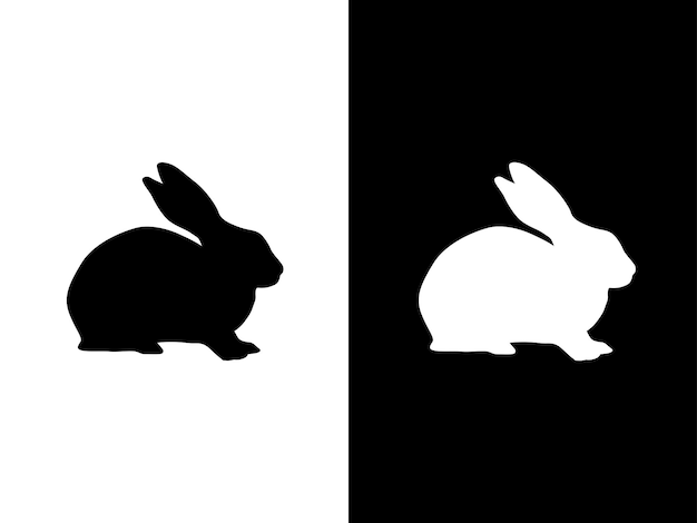 Arte ilustración diseño concpet icono negro blanco logo aislado símbolo de conejo