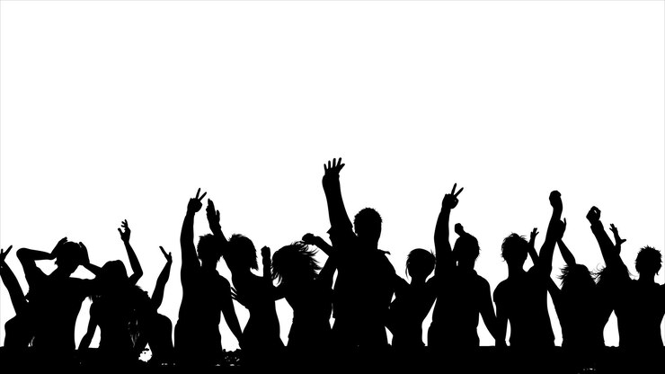 Vector arte ilustración fondo diseño concepto silueta grupo fiesta gente celebrar