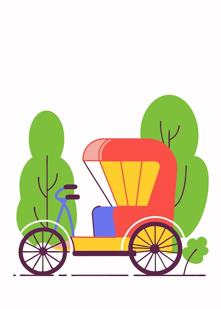 arte de ilustración de rickshaw en fondo blanco