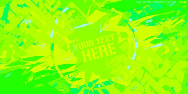 Vector arte de ilustración vectorial de banner de estilo de graffiti abstracto de neón verde y amarillo fluorescente