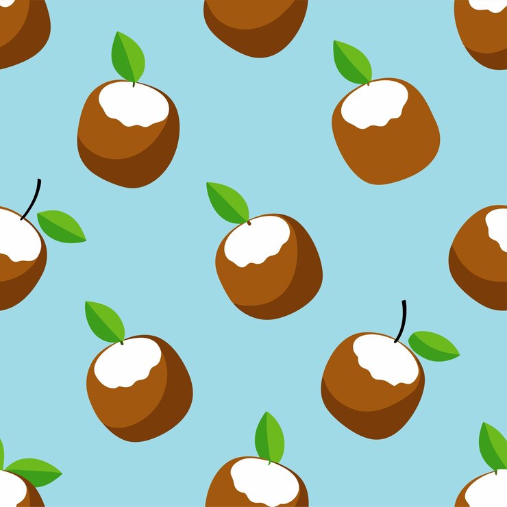 Vector arte y ilustración vectorial de patrón sin costuras de frutas de coco