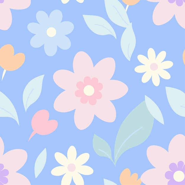 arte y ilustración vectorial de patrones sin costuras florales pastel