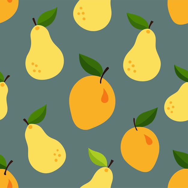 arte y ilustración vectorial de patrones sin costuras de fruta de pera