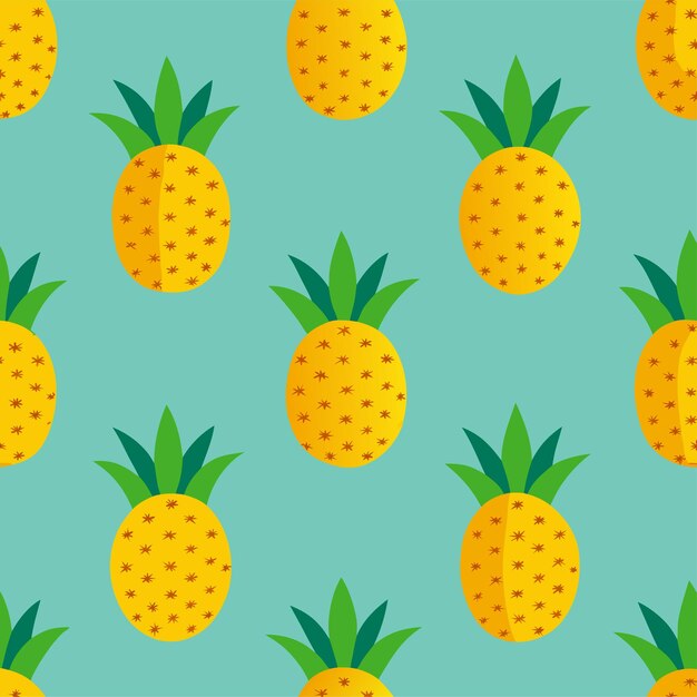 arte y ilustración vectorial de patrones sin costuras de frutas de piña