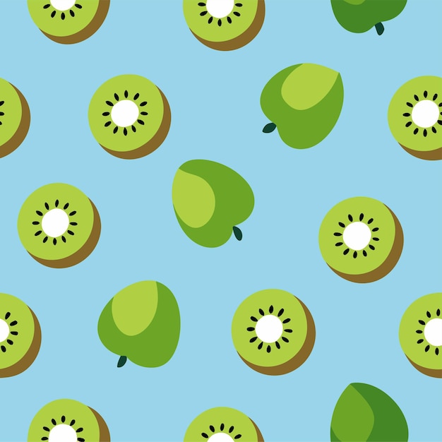 Arte y ilustración vectorial de patrones sin costuras de kiwi