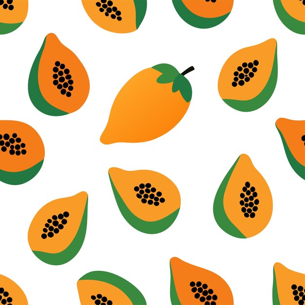 Arte y ilustración vectorial de patrones sin costuras de papaya