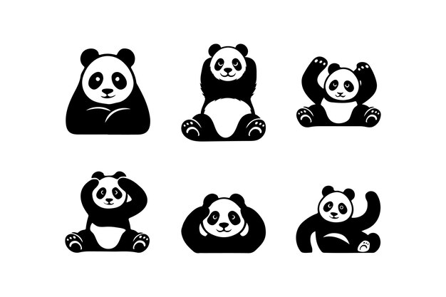 Arte de ilustración vectorial de la silueta del panda