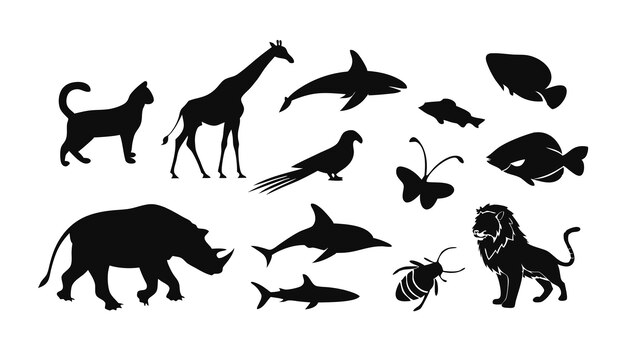 El arte de las ilustraciones de siluetas de animales con estos conjuntos vectoriales