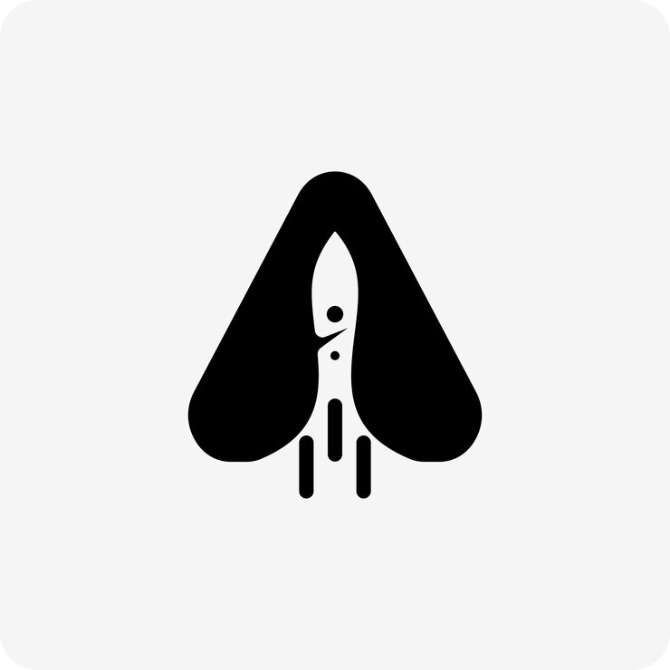 arte de imagen vectorial de diseño de logotipo de cohete de letra
