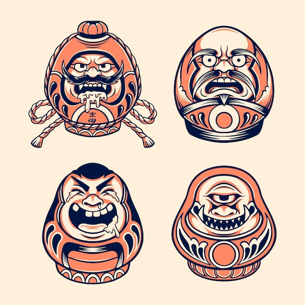 arte japonés del vector del fantasma del daruma