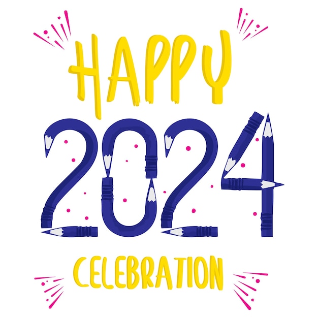 Vector arte de lápiz 2024 decorado concepto de pancarta de celebración veinte veinticuatro diseño vectorial de decoración