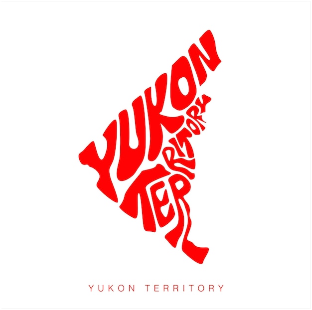 Vector arte de letras del mapa estatal del territorio del yukón tipografía del mapa del territorio del yukón con color rojo