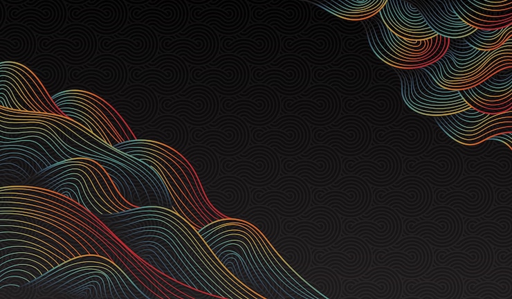 Arte de línea Abstracto telón de fondo paisaje de montaña patrón elegante lujo papel de pared invitación PO