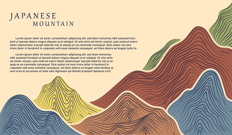 Arte de línea Abstracto telón de fondo paisaje de montaña patrón elegante lujo papel de pared invitación PO