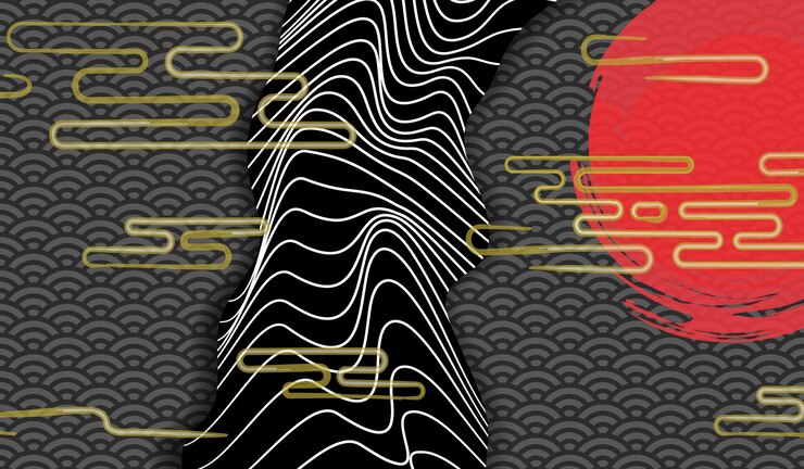 Arte de línea Abstracto telón de fondo paisaje de montaña patrón elegante lujo papel de pared invitación