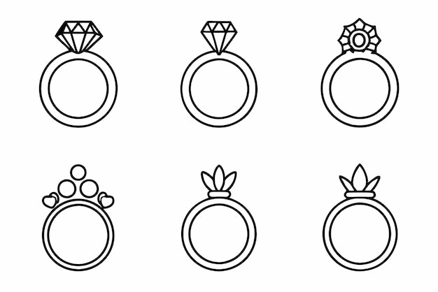 Arte de línea de anillo de solitario dibujo intrincado que revela el encanto del solitario fino