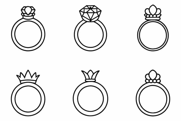 Arte de la línea de anillos de solitario imagen moderna que celebra la elegancia del anillo clásico