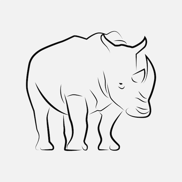 Arte de línea de animales de rinoceronte