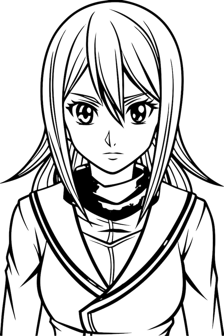 Vector arte de línea anime personaje anime libro de colorear
