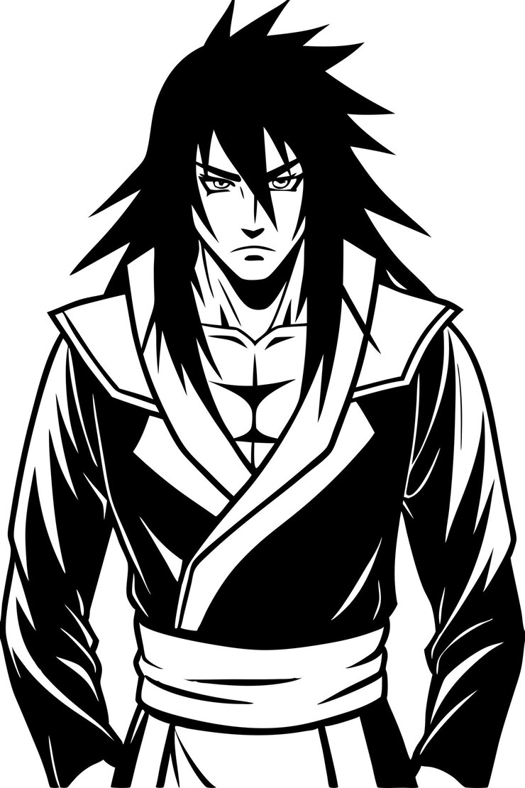 Vector arte de línea anime personaje anime libro de colorear