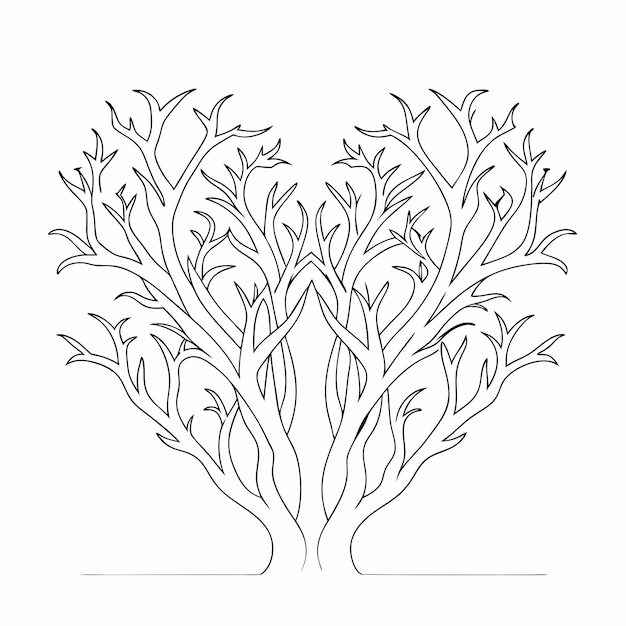 arte de línea de árbol continuo fondo blanco aislado 26