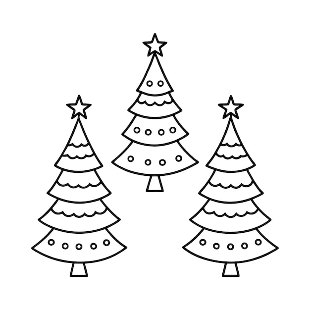Arte de línea de árbol de Navidad Arte vectorial