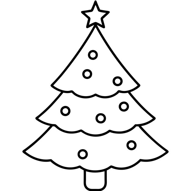 Arte de la línea del árbol de Navidad blanco Ilustración navideña colorida
