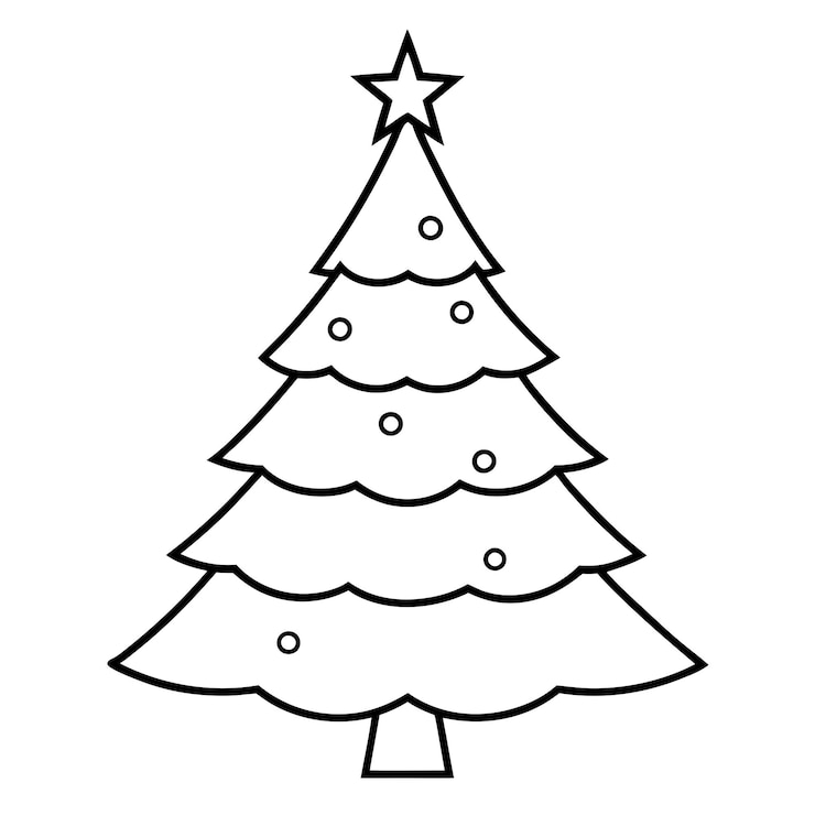 Vector arte de la línea del árbol de navidad blanco ilustración navideña colorida