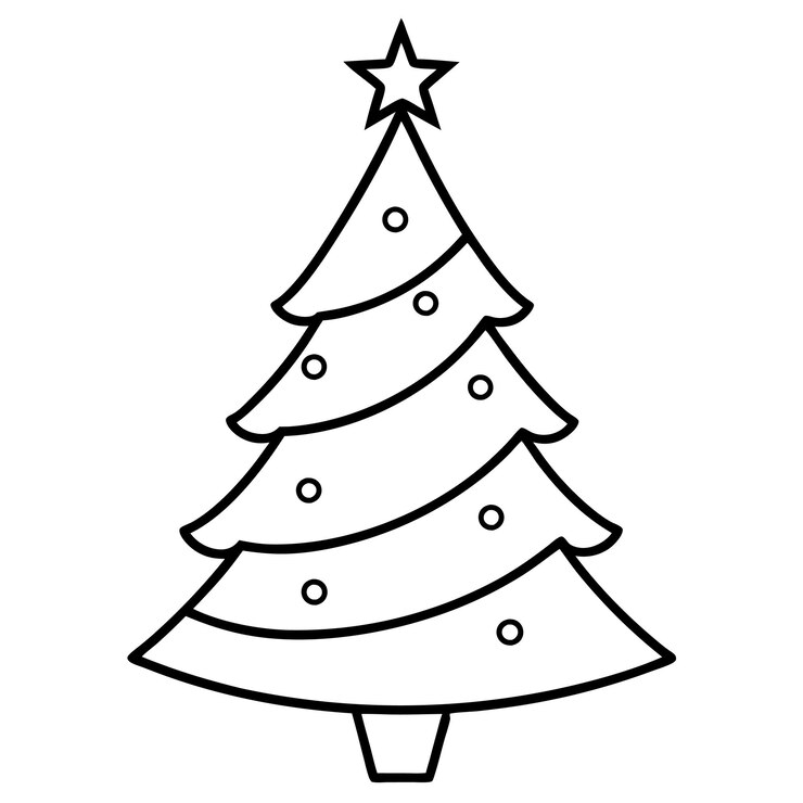 Vector arte de la línea del árbol de navidad blanco ilustración navideña colorida