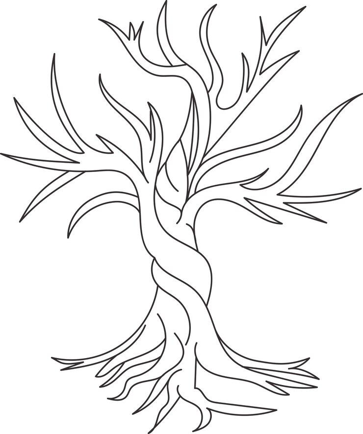 arte de línea de árbol vectorial ilustración árbol para la vida