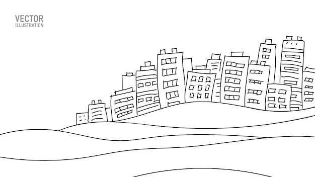 Arte de línea arquitectura de construcción de edificios de la ciudad casa apartamento urbano diseño conceptual del paisaje urbano