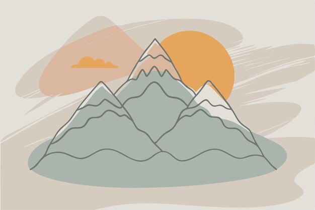 Arte de una línea de las aventuras dibujo de montaña Decoración de pared de línea continua mínima abstracta