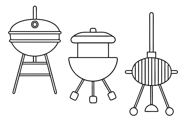Arte de la línea de barbacoa ilustraciones modernas sofisticadas y simples